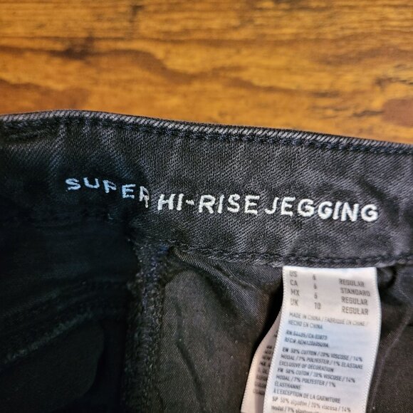 American Eagle Jeans 6 R Jegging Super Stretch Super Hi Rise Black Wash Denim - Picture 5 of 12